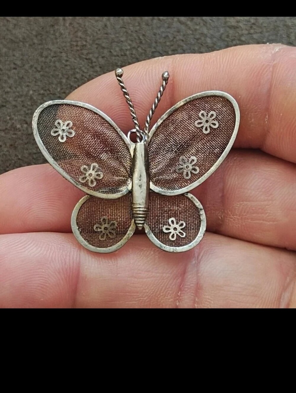 1960s/70s Silver Tone Mesh Butterfly Brooch & Pendant-Dual-Use Pin